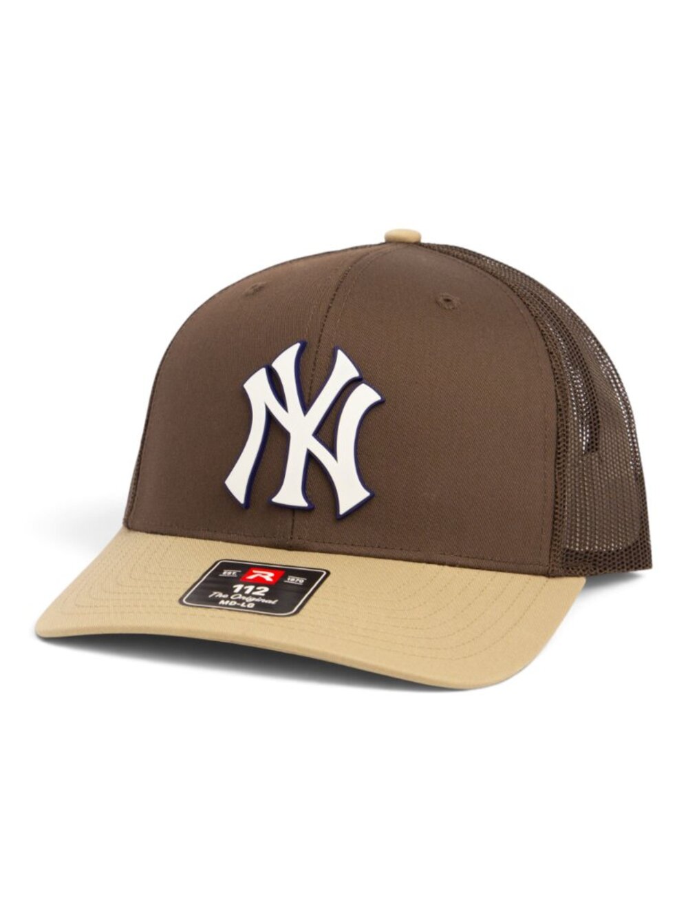 New York Yankees NY White 3D Snapback Trucker Hat- Brown/ Brown/ Tan